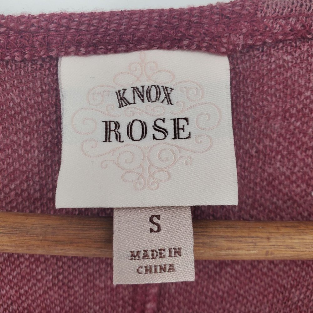 Knox Rose Womens Open Front Floral Duster Cardigan Sweater Size S Maroon Pockets - Picture 7 of 11